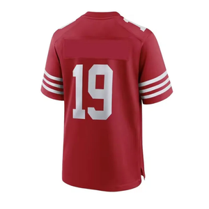 เสื้อฟุตบอลอเมริกันสีแดงสำหรับผู้ชาย แขนสั้น คอกลม สีขาว เบอร์ 19 ชุดทีม สำหรับทีมฝึกซ้อม - Product Image 4