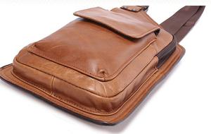Bolso de Pecho y Hombro de Cuero Genuino para Hombre, Gran Capacidad, con Cierre de Cremallera, Estilo Moderno, Venta al Por Mayor - Product Image 2