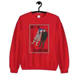 Hellblaues Damen-Sweatshirt mit Rundhalsausschnitt, Cartoon-Motiv „Meet Me in Montauk“-Grafikdruck, langärmliges Pullover-Oberteil - Product Image 2