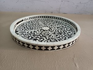 Bandeja de mesa de lujo con incrustaciones de hueso para exhibición decorativa - Product Image 2