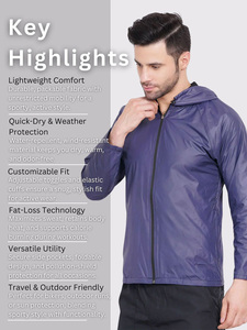 OEM Custom <b>Men</b>’s <b>Lightweight</b> High Quality Hooded Windbreaker <b>Jacket</b> – Waterproof, Breathable, Zip-Up Casual & Sports Outerwear - Product Image 5