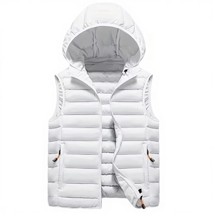 Gilet à capuche pour homme, coupe ajustée, léger, non extensible, fermeture éclair sur le devant, poches latérales, réversible, décontracté, pour temps froid - Product Image 1
