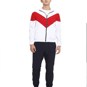 Ensemble de survêtement d'hiver pour homme en deux pièces, couleur unie, polyester, avec veste zippée et doublure en polaire - Product Image 1