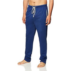 Pantalon de jogging tricoté bleu pour homme, taille élastique avec cordon de serrage, décontracté, poches latérales, respirant, poids moyen, pour l'automne - Product Image 2