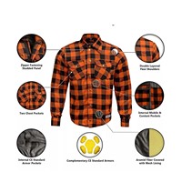 Chemise de moto blindée de niveau 2 personnalisée, rouge et noire, résistante à l'abrasion, en flanelle, doublée en aramide, pour les États-Unis