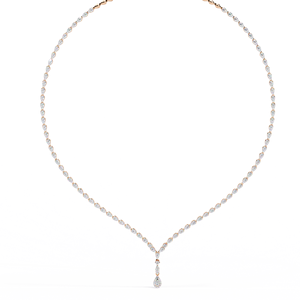 Tennis <b>Necklace</b> Featuring a Graduated Chevron V Shape Brilliant Round Cut 10K 14K 18K Rose Gold Lab Grown Diamond <b>Necklace</b> - Product Image 1