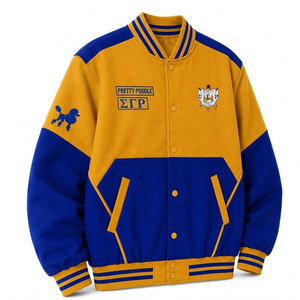 เสื้อแจ็คเก็ตวาร์ซิตี้ Sigma Gamma Rho Sorority สีน้ำเงินทอง ปักลายตัวอักษรกรีกแบบ Letterman สไตล์วิทยาลัย พร้อมป้ายปักลาย สำหรับผู้หญิง - Product Image 2