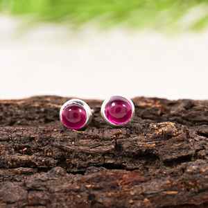 ต่างหูเงินแท้ 925 ประดับพลอยรูเบลไลต์สีชมพูทรงหลังเบี้ย งานแฮนด์เมด เครื่องประดับอัญมณีชิ้นพิเศษ - Product Image 5