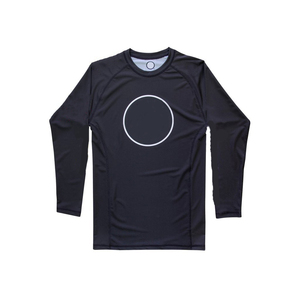 Chemise de compression à manches longues noire pour homme avec imprimé circulaire, séchage rapide, coupe ajustée, vêtements d'arts martiaux - Product Image 3