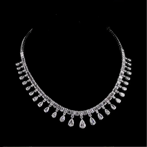Collier élégant en or blanc avec pendentif goutte en diamant de laboratoire taille poire, style tendance, couleur D-E, clarté VVS-VS, pour femme, idéal pour mariage - Product Image 5