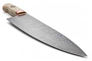 Cuchillo de Chef Artesanal de Acero de Damasco con Mango de Hueso y Empuñadura de Cobre, Herramienta Culinaria de Cocina - Product Image 3