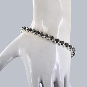 Pulsera de tenis con diamantes de moissanita negra, plata de ley 925, regalo de diamantes personalizado para boda - Product Image 4