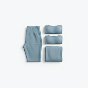 Ensemble de yoga pour femmes, taille haute, côtelé uni, personnalisable OEM, vente en gros - Product Image 5