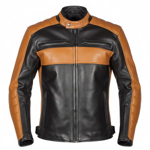 Chaqueta de Motociclista de Cuero para Hombre, de Alta Calidad, Impermeable, Resistente al Viento, Transpirable, con Cierre Frontal, Forro Interior Suave, Segura y Cómoda - Product Image 1