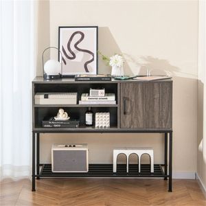 Credenza Rustica Tradizionale Fatta a Mano con 2 Prese AC, 2 Porte USB per Ricarica, Mobile Buffet e Portabottiglie - Product Image 2