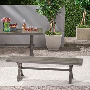 Panca da Pranzo Moderna in Alluminio Grigio Scuro per Uso Esterno e Patio - Product Image 3