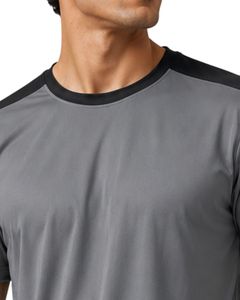 T-shirt de sport pour homme gris et noir personnalisé par le fabricant, respirant, séchage rapide, pour la gym, la course à pied, l'athlétisme, en polyester. - Product Image 5