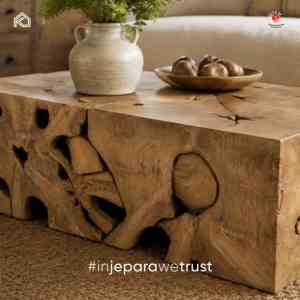 Kaza <b>Rustic</b> Style Solid Teak Root Handcrafted Antique Durable <b>Coffee</b> <b>Table</b> Wooden Living Room Furniture Modern Home - Product Image 2