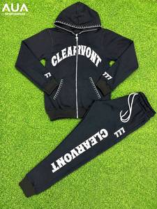 Clearvont <b>Men's</b> Hooded Zip-Up <b>Sweatshirt</b> Regular Fit Cotton French Terry Casual Autumn Wear Front Pocket <b>White</b> Letter Print - Product Image 3