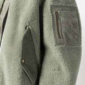 Oversized <b>Sherpa</b> <b>Fleece</b> Mens Bomber Jackets Zip up Ribbed Detail Custom Winter Jackets - Product Image 5