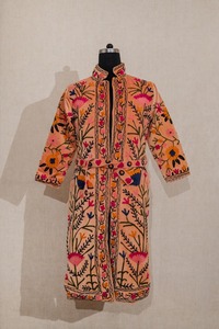 Manufacturer Wholesale Cotton Velvet Maxi Kimono Robe <b>Jacket</b> Reversible Coat Cardigan Bride Suzani Velvet Winter Embroidery - Product Image 4