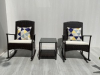 Ensemble de chaises à bascule modernes, durables, lavables et haut de gamme, avec table basse KD et coussins, pour salon, jardin, extérieur, patio, loisirs
