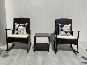 Best Seller Modern Premium Durable Comfortable Rocking Chair Set KD Coffee <b>Table</b> Cushions Living Room <b>Garden</b> Outdoor Patio Made - Product Image 4