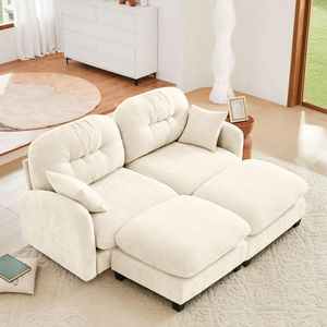 Divani Sezionali in Tessuto Chenille Premium con Cuscini Morbidi, Design Trapuntato e Plissettato, Alta Densità, Ergonomici per Soggiorno - Product Image 1
