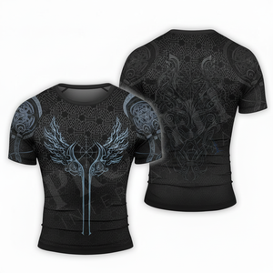เสื้อรัดกล้ามเนื้อแบบสั่งทำ OEM ลดราคาพิเศษ พร้อมโลโก้แบบซับลิเมชั่น แขนสั้น สำหรับ MMA BJJ เล่นเซิร์ฟ ออกกำลังกาย ฟิตเนส กางเกงผู้ชาย - Product Image 2