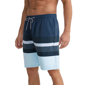 Shorts de bain pour hommes, longueur genou, avec taille élastique, vêtements de sport décontractés, vêtements de plage, boardshorts, motif uni, 100% polyester, séchage rapide - Product Image 3