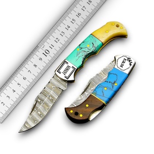 Couteau de poche pliant à manche en bois exotique OEM Lame en acier inoxydable de 3 pouces Couteau utilitaire industriel Damas personnalisé pour bricolage - Product Image 1