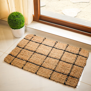 Alfombra Tejida Natural de Yute BlackGrid Terra, Alfombra de Yute Hecha a Mano, Alfombra Geométrica para Piso, Decoración Rústica Ecológica para el Hogar - Product Image 3