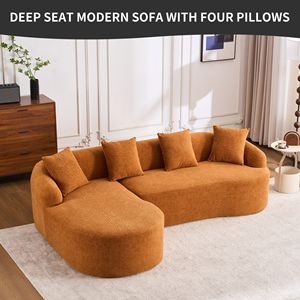Divano a 3 Posti LingYu022 in Memory Foam Arancione, Seduta Profonda, Design Moderno, Facile da Trasportare, Senza Installazione, per Soggiorno - Product Image 4