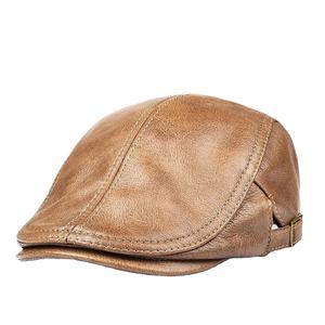 Adjustable 55-61 cm Genuine Leather <b>Beret</b> for Men and <b>Women</b> Street Style Duckbill Casquette Cap Forward Leisure Forward Cap - Product Image 1