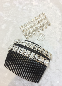 MOLL JEWELLERS Peineta de Pelo Vintage Chapada en Oro Hecha a Mano, Ecológica, Impermeable, Elegante y a la Moda, con Concha de Aleación y Mini Flores de Piedras Rojas - Product Image 5