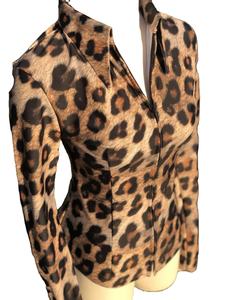 <b>Women's</b> Leopard Print Western Show Shirt Long Sleeve Fitted Zip-Up Performance <b>Top</b> - Product Image 3