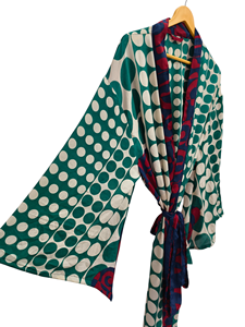 Robe longue kimono en soie Bridel, patchwork, pour couvrir le bikini, vêtement de nuit, kimono en sari indien vintage recyclé fait main - Product Image 5