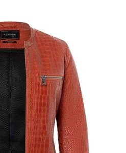Chaqueta Bomber Corta de Cuero Genuino con Estampado de Cocodrilo Rojo Intenso para Mujer, Prenda Exterior Moderna, MOQ Bajo, Logotipo Personalizado - Product Image 6