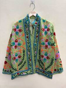 2026 Trendy Velvet Suzani Floral Embroidery Winter Stand <b>Reversible</b> Jacket Artisan Crafted Thick Cotton Filled Warm Short <b>Coat</b> - Product Image 1