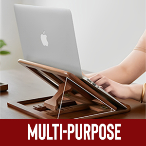 Ergonomic Wooden Laptop <b>Stand</b> Foldable Adjustable Laptop Holder Desktop Notebook Riser <b>for</b> Office and Home - Product Image 4