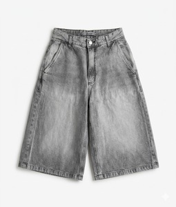 High Quality Retro <b>Men</b> Baggy <b>Jean</b> Shorts Hip Hop Printed Denim Summer Streetwear Loose Fit Unisex Casual Wide Leg Camo Shorts - Product Image 6