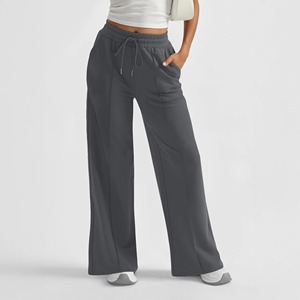 2025 Women's <b>Pants</b> & Trousers Rope Solid Color Elastic Waist Fashion Wide Leg Casual Sweatpants Oversized Trousers - Product Image 6