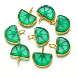 Colgante de Plata de Ley 925 con Baño de Oro Vermeil y Ónix Verde Natural Tallado en Forma de Naranja, Hecho a Mano para Mujer - Product Image 5