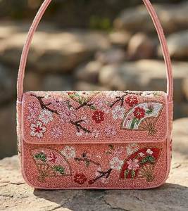 Blossom <b>Charm</b> Handmade Fashion Purse Floral Elegance Bead Embellished Shoulder Bag Royal Garden Vintage Women's Purse - Product Image 4
