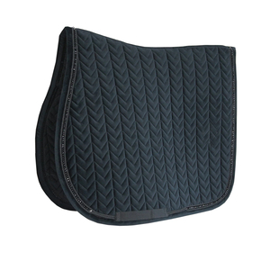 Tapis de selle de dressage matelassé blanc avec garniture en strass et doublure en polaire pour la compétition d'équitation - Product Image 3