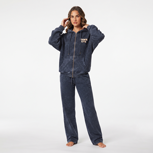 Conjunto Deportivo Urbano para Mujer, Sudadera de Algodón de Color Sólido con Lavado Ácido, Pantalones Deportivos de Dos Piezas con Bolsillos Tipo Canguro - Product Image 3