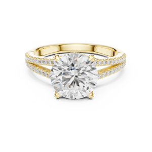 Anillos de compromiso de diamantes con vástago dividido, oro macizo de 14K, diamante cultivado en laboratorio de 2.5 CT, corte brillante redondo, colección de joyería. - Product Image 1