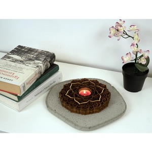 ที่วางเทียนไม้ทรงกลมรูปดอกไม้ งานแฮนด์เมด ตกแต่งบ้าน วัสดุรักษ์โลก - Product Image 5