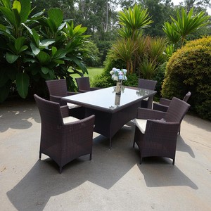 PRCF-010 Juego de Comedor para Exteriores de 7 Piezas, Resistente a la Intemperie, Sillas de Ratán PE, Muebles de Jardín Resistentes a los Rayos UV para Restaurante o Patio Trasero - Product Image 5