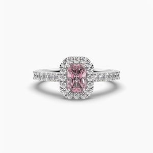 Anillo de Eternidad con Halo de Moissanita Rosa Radiante de 1.00 Ct, Claridad VS/VVS, Oro Sólido de 10K/14K/18K, Chapado en Rodio, Engaste de Garras, Venta al por Mayor - Product Image 6